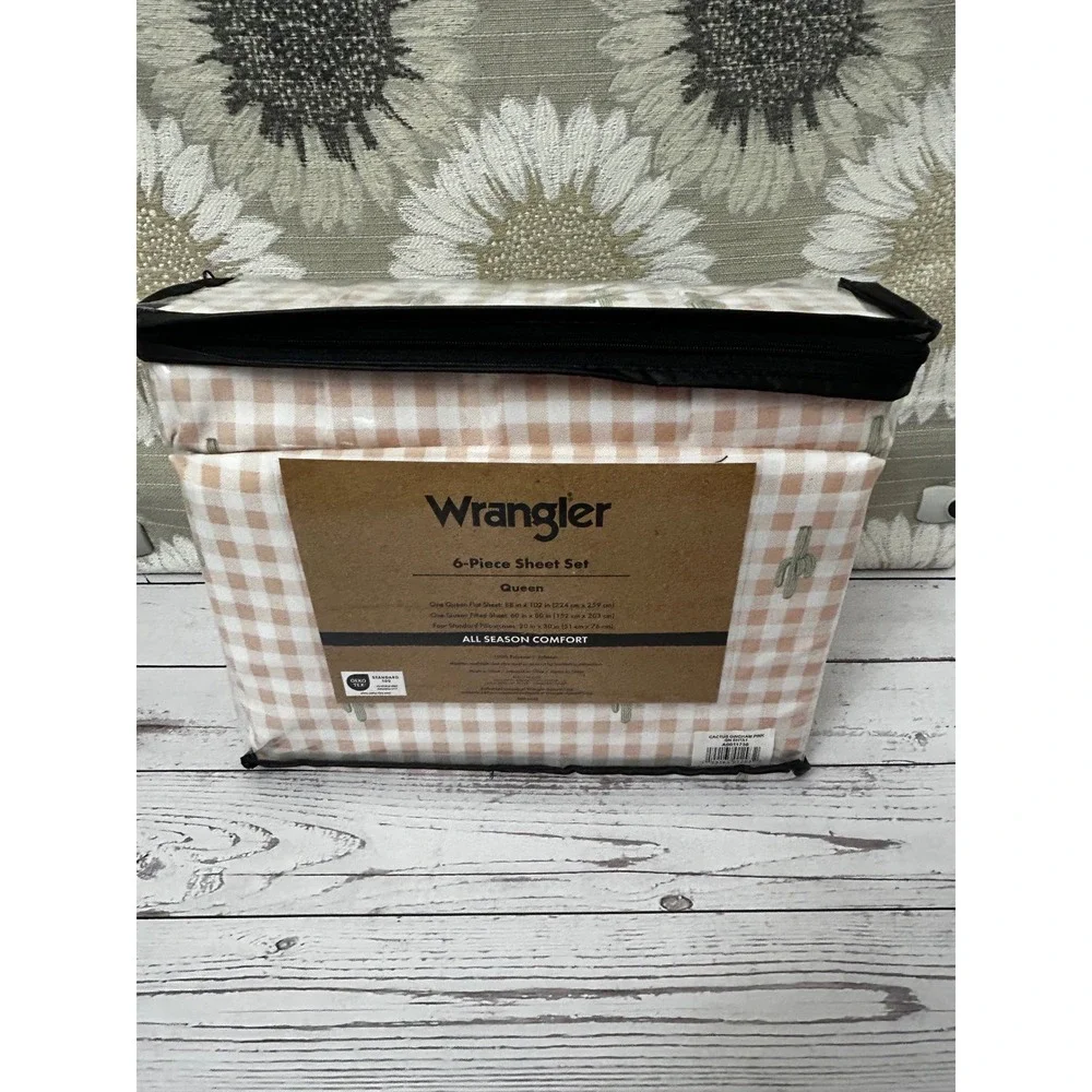 Wrangler Queen‎ 6-Piece Sheet Set Dusty Rose Cactus Print All Season New